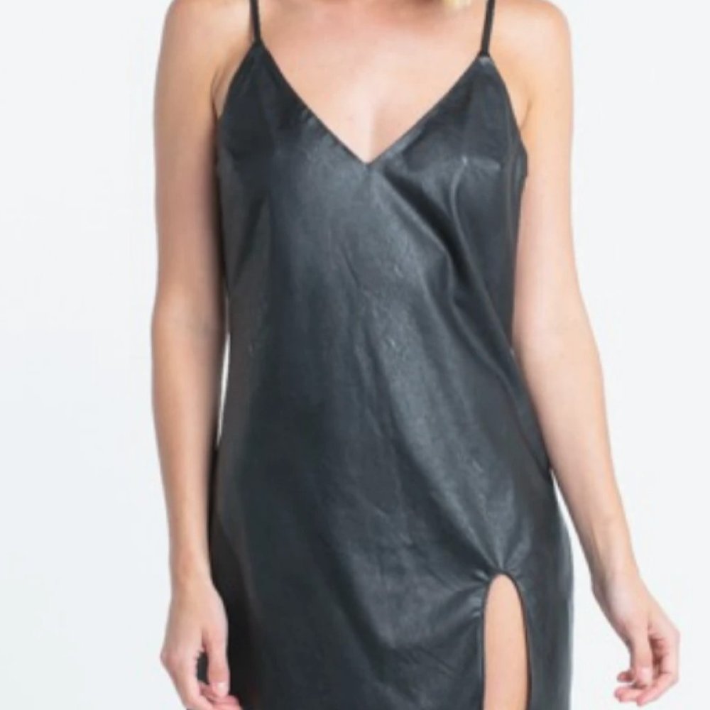 Faux Leather Slip Dress
